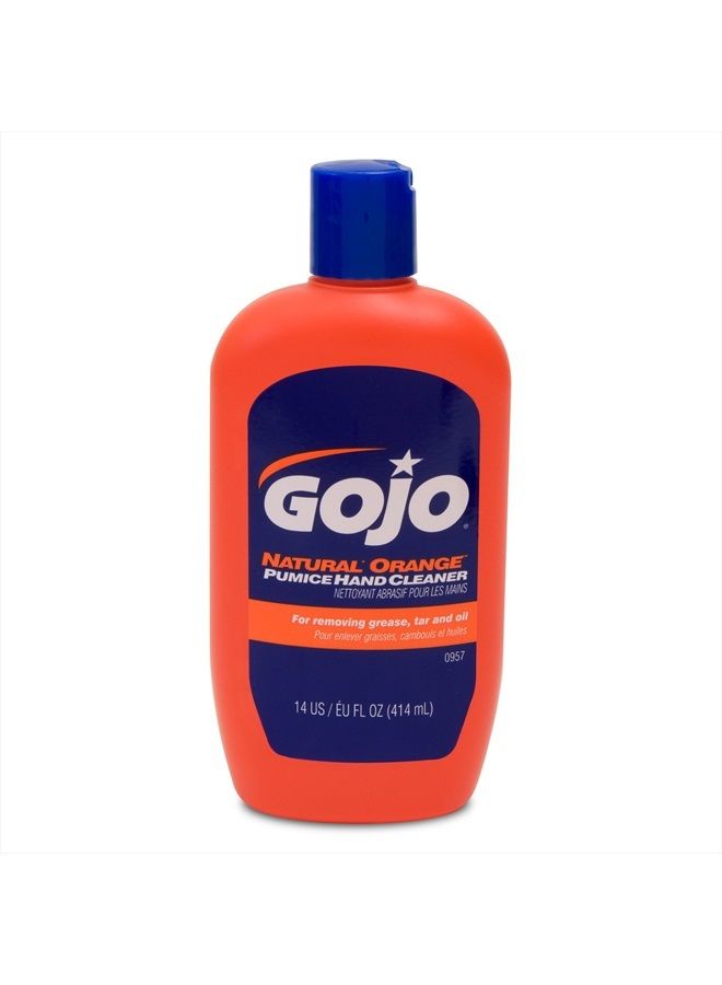 GOJO NATURAL* ORANGE Pumice Hand Cleaner, 14 fl oz Quick-Acting Lotion Cleaner Squeeze Bottle (0957-12) - Image 1