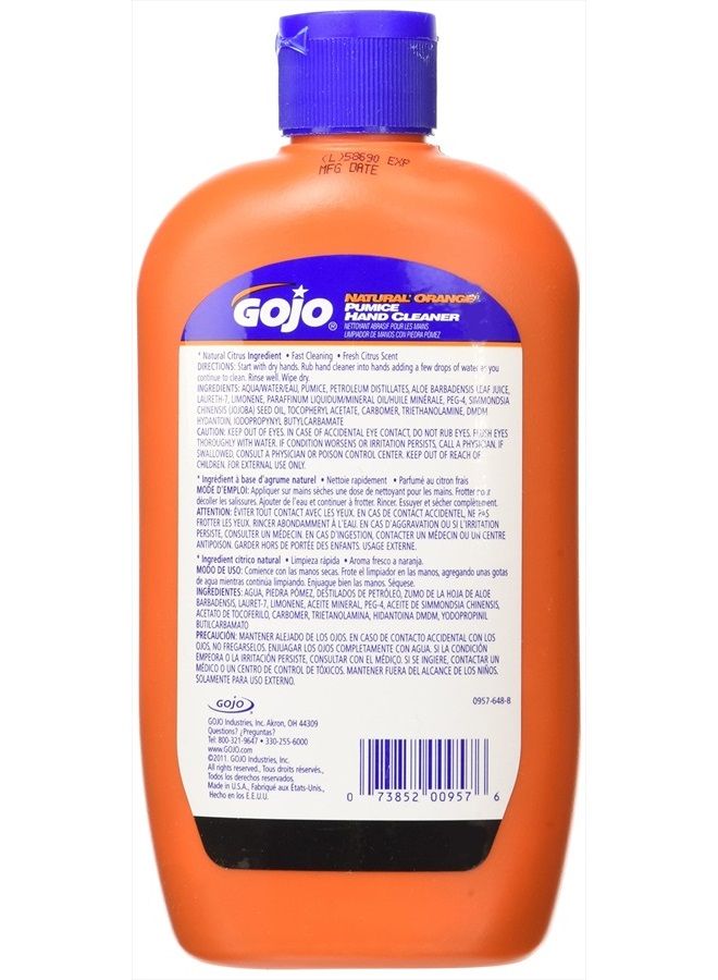 GOJO NATURAL* ORANGE Pumice Hand Cleaner, 14 fl oz Quick-Acting Lotion Cleaner Squeeze Bottle (0957-12) - Image 2