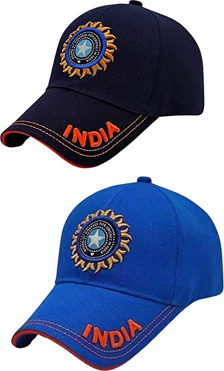 CAPITEUM Solid Baseball Casual Sports Adjustable Cotton Indian Cricket Caps For Men/Women Unisex (Blue), Free Size - Image 1