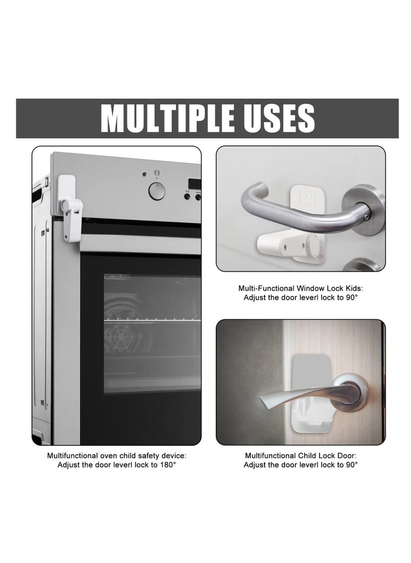 Lock Handle 4 Pieces Safety Locks for Children and Pets, Door and Window Lock with VHB Sticker, Child Safety Lock, No Tools or Drills Required White  - Image 4
