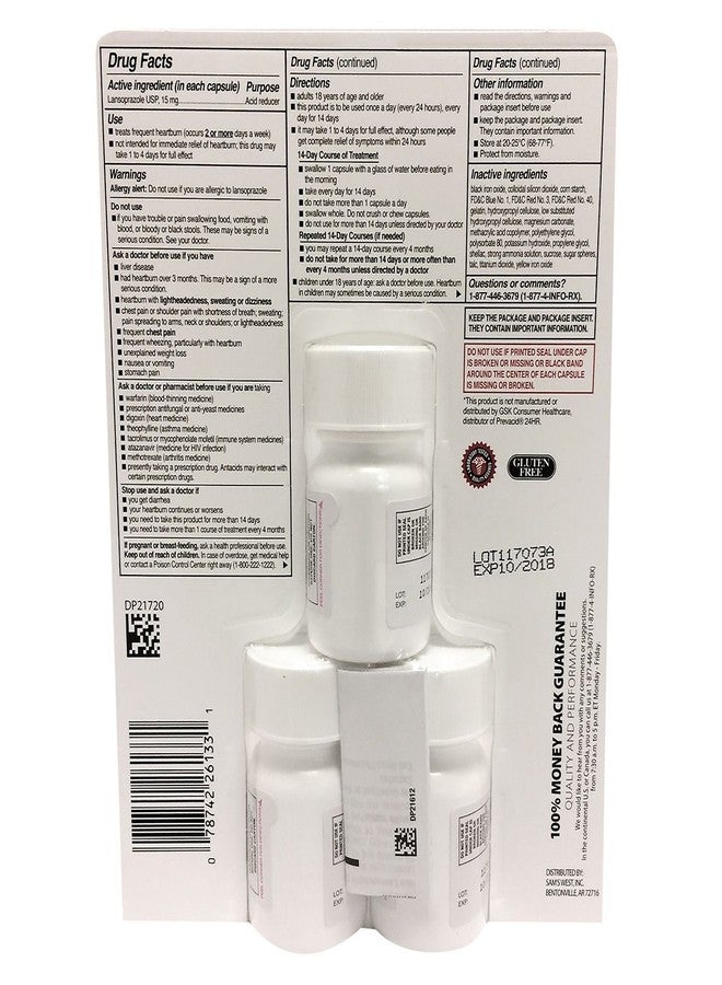 Members Mark Lansoprazole Delayed Release Capsules, 15 mg (42 Count) - Image 2