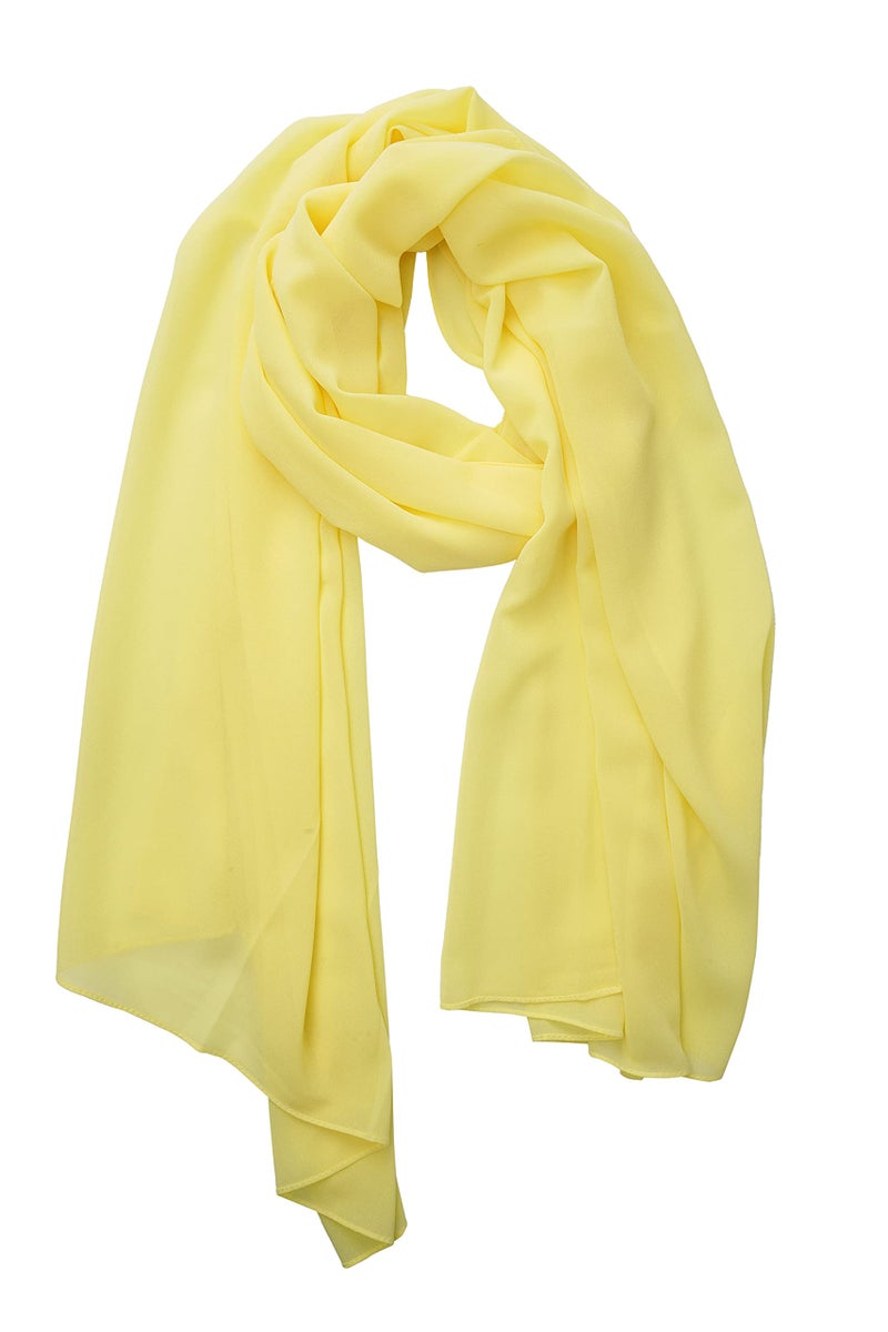 YOUR SMILE for Women Lightweight Breathable Solid Color Soft Chiffon Long Fashion Scarves Sunscreen Shawls (Yellow) - Image 1