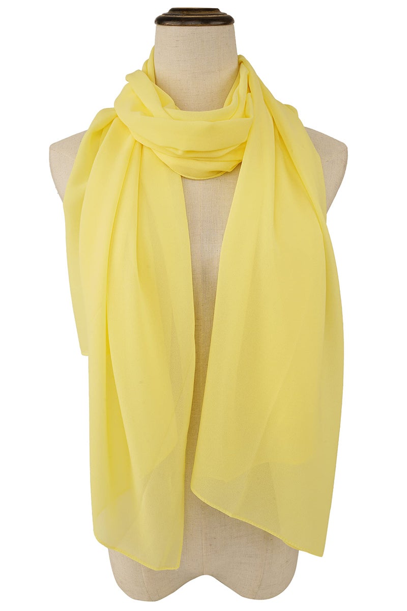YOUR SMILE for Women Lightweight Breathable Solid Color Soft Chiffon Long Fashion Scarves Sunscreen Shawls (Yellow) - Image 2