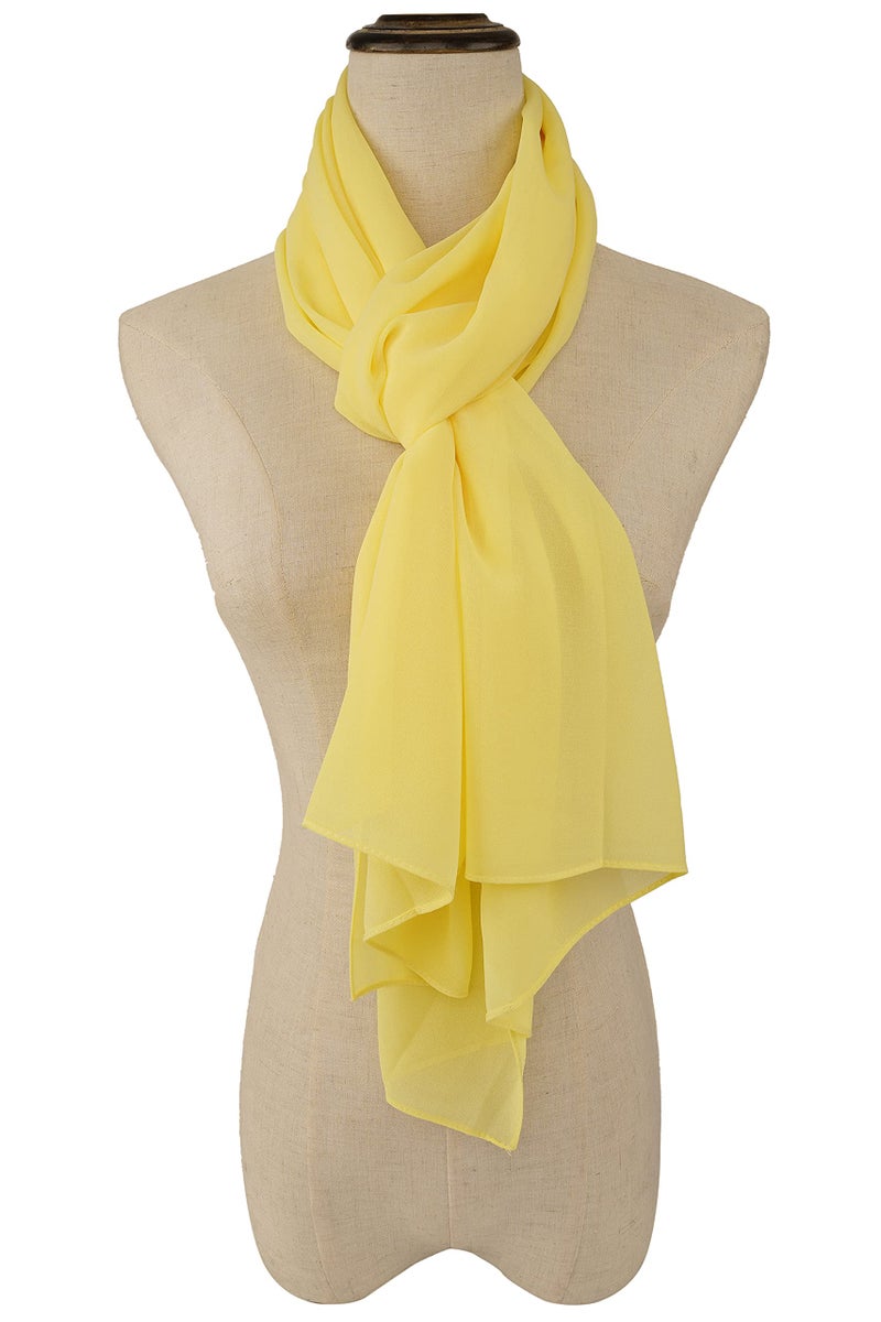 YOUR SMILE for Women Lightweight Breathable Solid Color Soft Chiffon Long Fashion Scarves Sunscreen Shawls (Yellow) - Image 3
