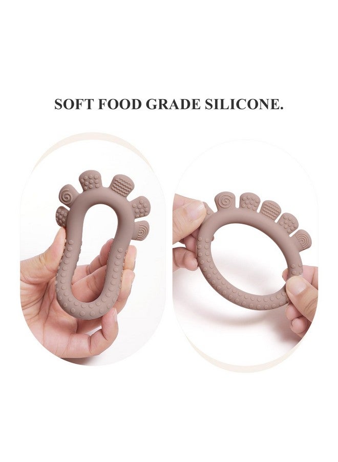 AmazingM Baby Silicone Teething Ring Toys for 0-6,6-12 Months Boys and Girls,Chew Teether Stuff for Infant,Newborn Must Have Essentials,BPA Free,Soft and Textured. (Gray) - Image 3