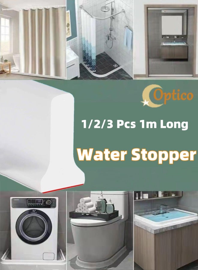 أوبتيكو 1/2/3 قطع شريط سدادة ماء، شريط حاجز دش على شكل حرف T، شريط حاجز دش ذاتي اللصق ذاتي اللصق للماء 3.3 قدم/قطعة واقي مياه الاستحمام، فاصل جاف ورطب، لطاولة حوض استحمام الحمام والمطبخ - Image 2