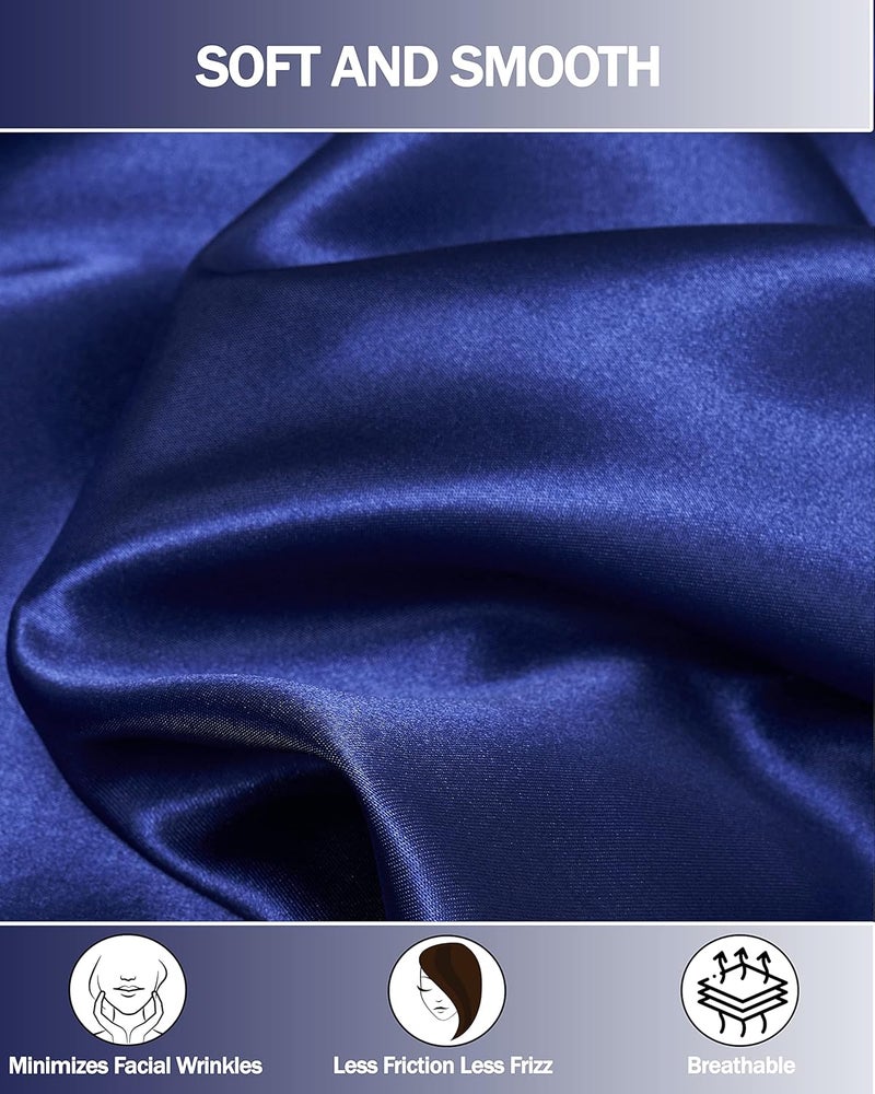 GVTECH Satin Pillow Cases 2 Pack, 20"x30" Luxury Soft Breathable Pillowcases in Navy Blue - Image 4