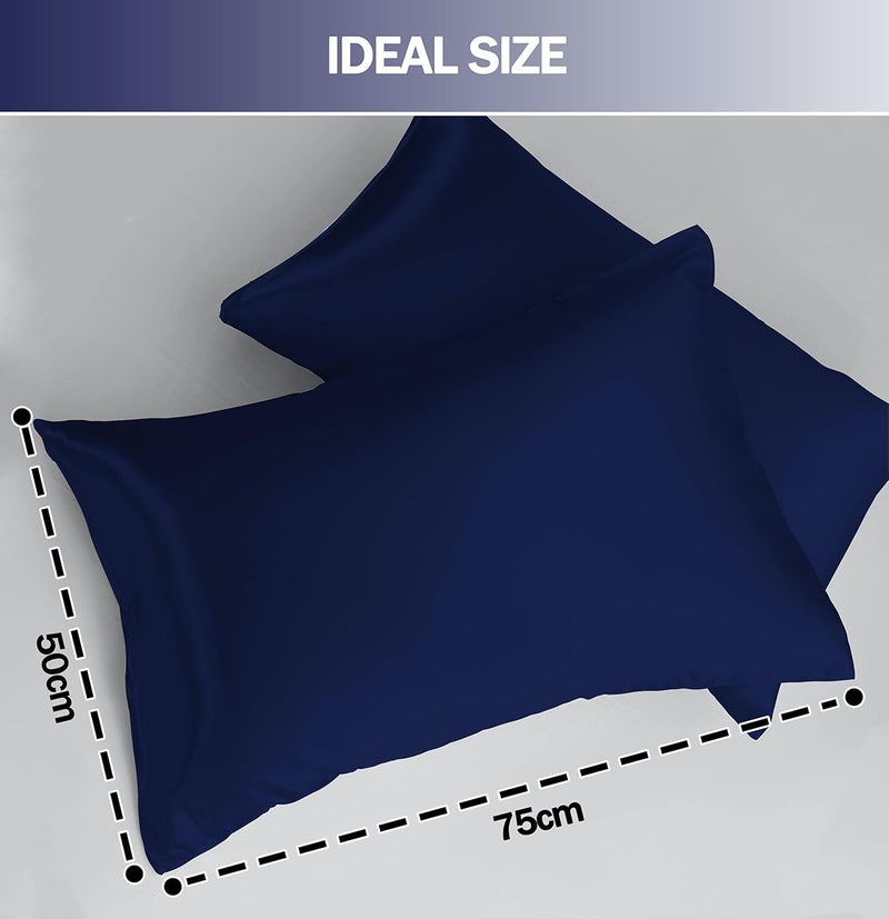 GVTECH Satin Pillow Cases 2 Pack, 20"x30" Luxury Soft Breathable Pillowcases in Navy Blue - Image 5
