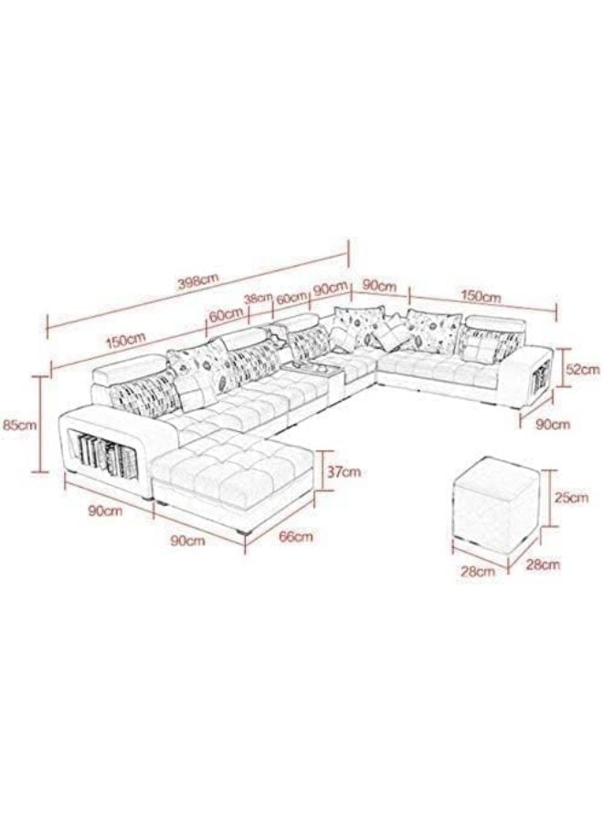 Ripple FURNITURE Ripple FURNITURE UAE Homes Living Room Corner Sofa Set, U-Shaped, with Cushions (Grey)  - Image 2