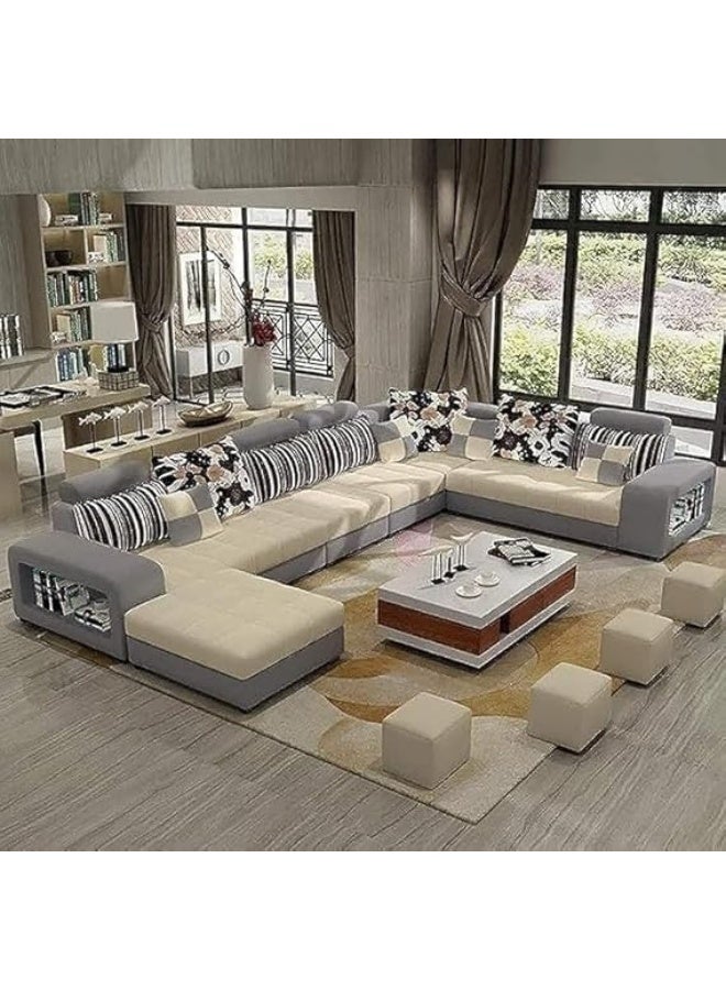 Ripple FURNITURE Ripple FURNITURE UAE Homes Living Room Corner Sofa Set, U-Shaped, with Cushions (Grey)  - Image 1
