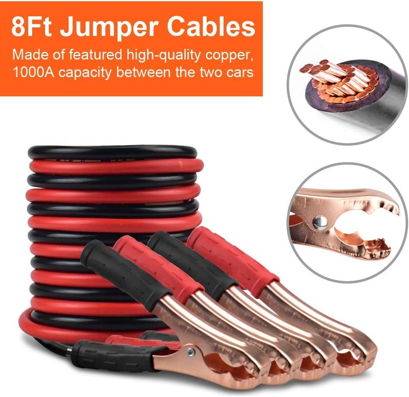 PACETAP Car Roadside Emergency Kit, Essential Auto Safety Road Side Assistance Tool Kit with Jumper Cables, Rain Coat, Tow Strap, Triangle and More Winter Vehicle Accessories - Image 3