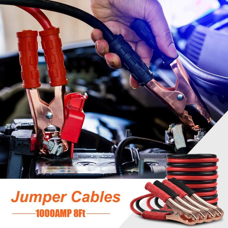 PACETAP Car Roadside Emergency Kit, Essential Auto Safety Road Side Assistance Tool Kit with Jumper Cables, Rain Coat, Tow Strap, Triangle and More Winter Vehicle Accessories - Image 4