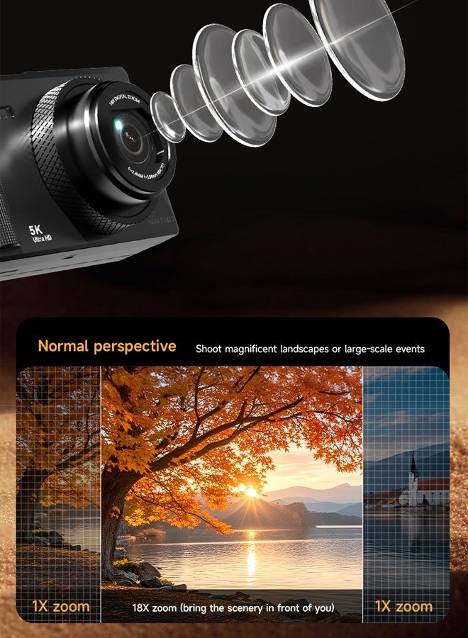 Makrystorm 5K Digital Camera, 75MP Camera Digital for Photography, Point and Shoot Camara with 64GB Micro SD Card, 18X Digital Camera with 2.3" 180° Flip Screen, Vlogging Camera for Beginner Gift - Image 4