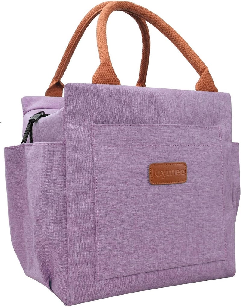 Joymee Lunch Bag Women Insulated Lunch Box Reusable Leakproof Large Spacious Cooler Tote for Women Men Adult with Bottle Holder and Side Pockets for Work Office Travel Picnic - Purple - Image 1