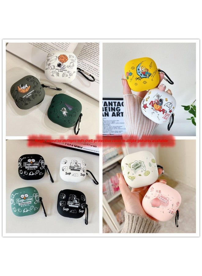 Loquat For Magic Beats Fit Pro Bluetooth Headset Protective Case Cartoon Soft Case Cute Personality Kaws Drop-Resistant-Color:Soft Shell-yellow Bottom Jumping Pickup (with Hook)-Model:Magic Beats Fit Pro H  - Image 2