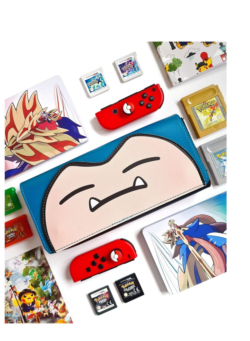 SYOSI Case Compatible with Nintendo Switch Switch Case for Switch/Switch OLED, Protective Case Anti-Scratch Cute Leather Travel Carrying Clutch with Game Holder - Image 4