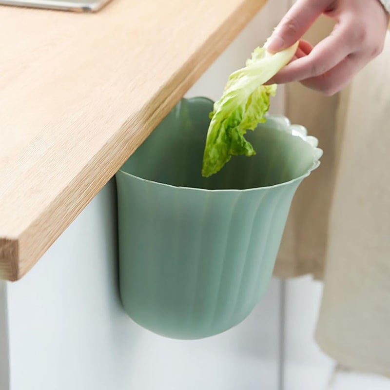Hanging Kitchen Trash Can Household Waste Bin Over-Cabinet Compost Container with Lid Nordic Green, Space-Saving Garbage Bin for Countertop Under Sink Use - Image 4