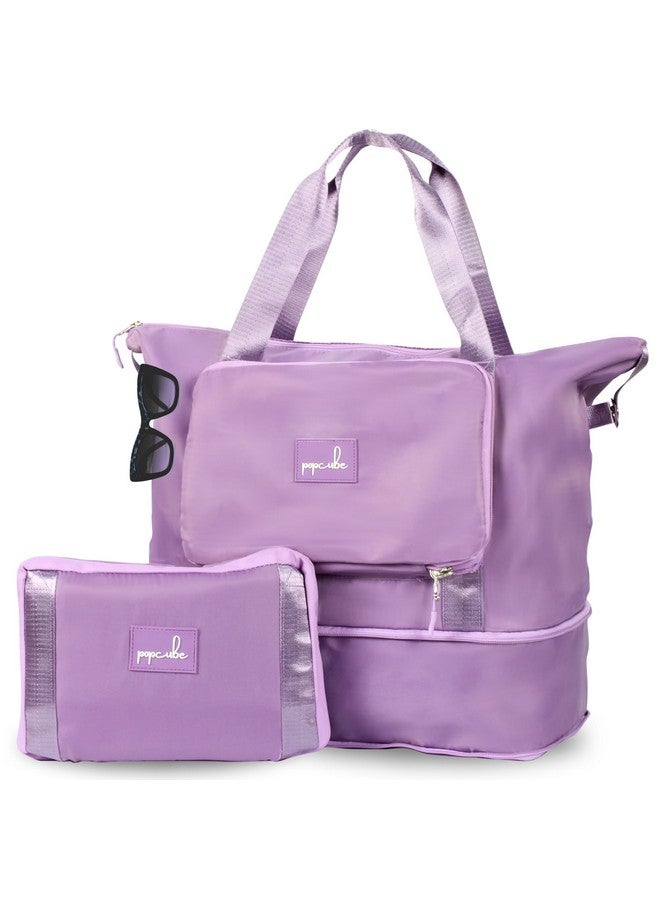 POPCUBE Premium Foldable Duffle Bag for Travel for Women-Folding Bags for Travelling-Travel Bag for Women-Multipurpose Foldable Bags for Travelling. (Purple) - Image 1