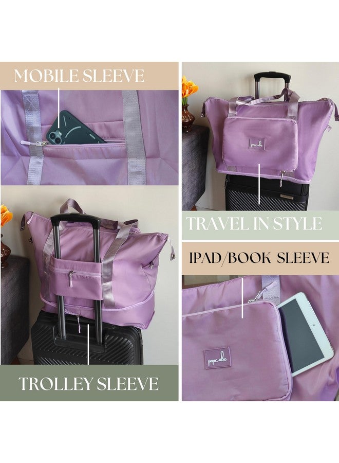 POPCUBE Premium Foldable Duffle Bag for Travel for Women-Folding Bags for Travelling-Travel Bag for Women-Multipurpose Foldable Bags for Travelling. (Purple) - Image 4