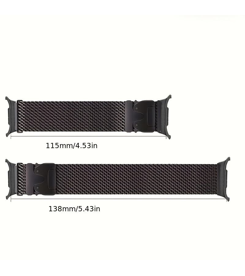 سوار من الستانلس ستيل عالي الجودة لساعة Galaxy Watch 8 وWatch 8 Classic بمقاسات 40mm و44mm و46mm، حزام معصم أنيق بإبزيم للنساء والرجال، إكسسوارات فضية لساعة Galaxy Watch 8 Classic الذكية. - Image 2