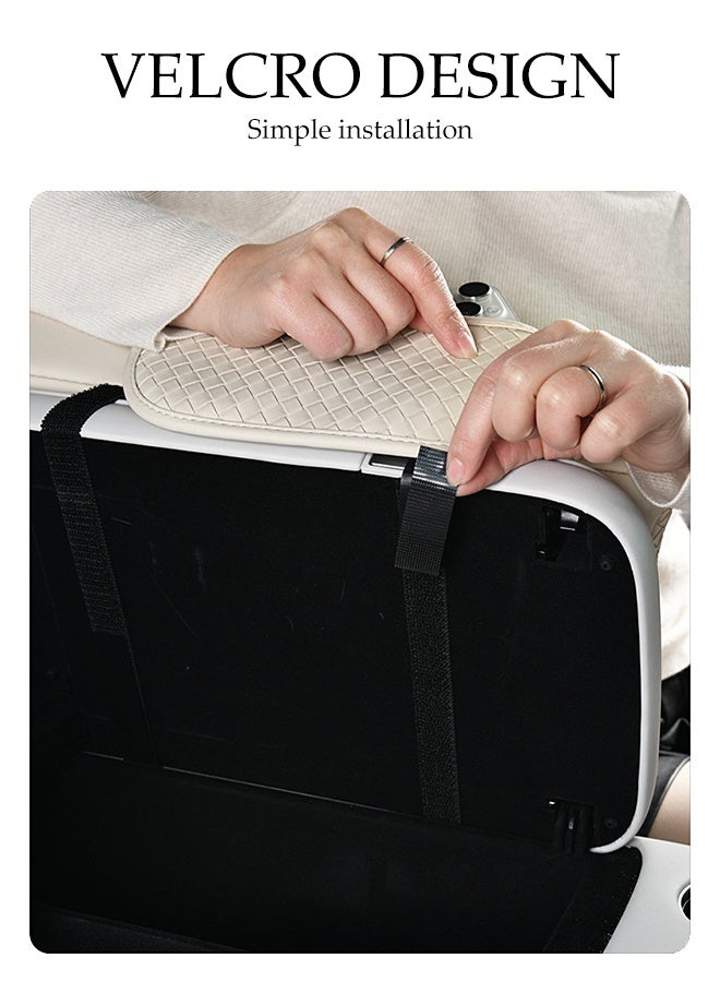 DUNISO Car Central Control Armrest Memory Foam Armrest Heightening Pad,Leather Car Armrest Cushion with 2 Storage Bags, 2 Cup Holders and a Tissue Box(White) - Image 5