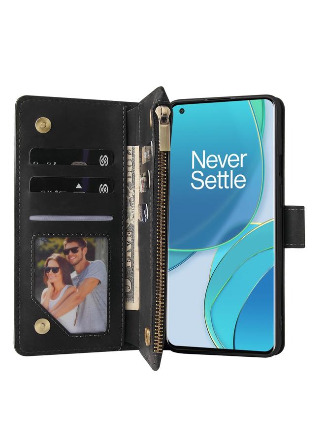S-TOP Case For OnePlus 9 Multifunctional Frosted Zipper Wallet Leather Phone Case - Image 4