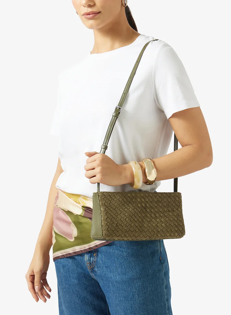 Glamorous  Faux Suede Woven Shoulder Bag for Women | Best Price UAE