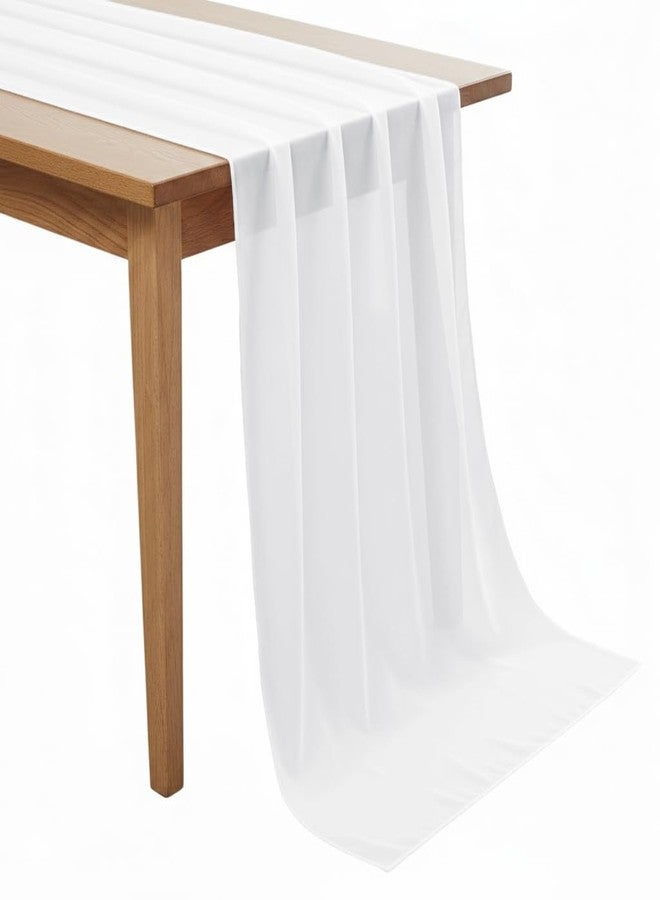 MDS Pack of 2 | White | 10ft Chiffon Table Runner 29x120 Inches Long Romantic Rustic Sheer Gauze Runner for Wedding Bridal Shower Birthday Banquets Engagement Spring Easter Boho Decorations - Image 1