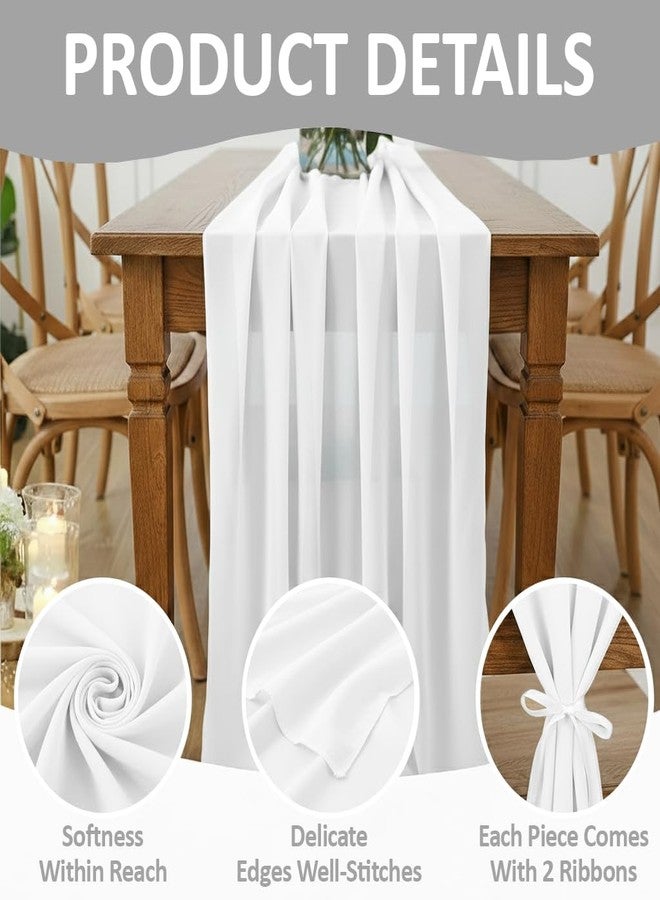 MDS Pack of 2 | White | 10ft Chiffon Table Runner 29x120 Inches Long Romantic Rustic Sheer Gauze Runner for Wedding Bridal Shower Birthday Banquets Engagement Spring Easter Boho Decorations - Image 5