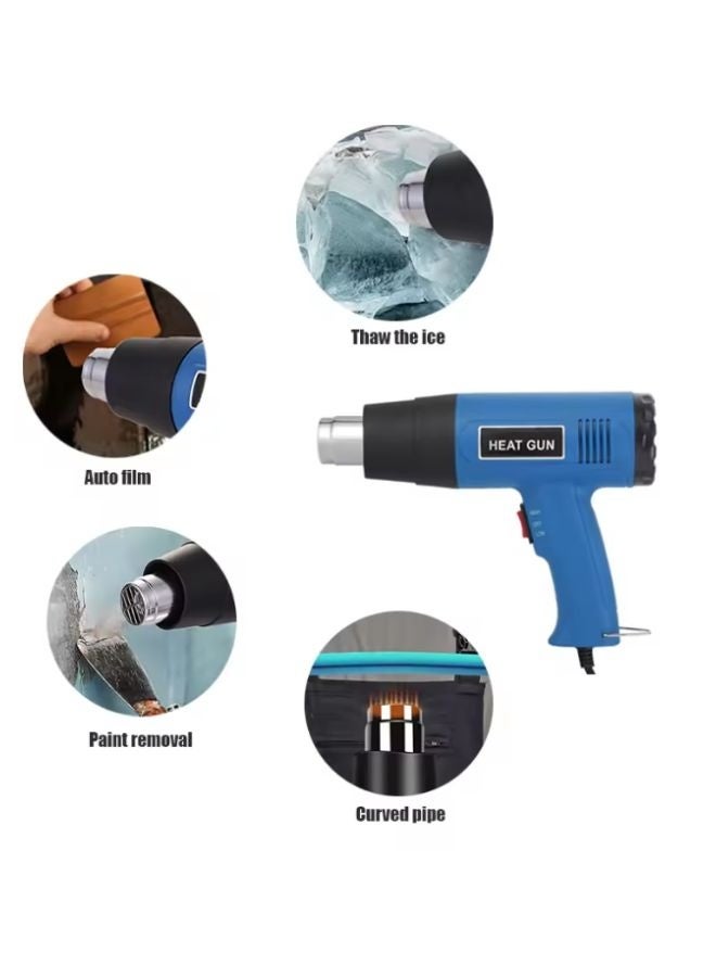 تك دوت مسدس هواء ساخن عالي التحمل، وضعان قابلان للتعديل لإزالة الطلاء، والتغليف بالانكماش، والشواء، وتسخين الفحم، واللحام، وثني الأنابيب، والحماية. - Image 4