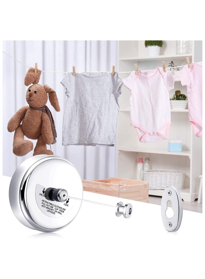 حبل غسيل قابل للسحب، حبل غسيل مثبت على الحائط، سلك سحب قابل للتعديل من الفولاذ المقاوم للصدأ بطول 2.8 متر، مناسب للاستخدام الداخلي والخارجي (غير قابل للصدأ) - Image 1