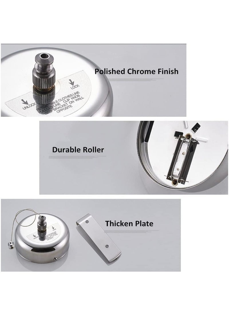 حبل غسيل قابل للسحب، حبل غسيل مثبت على الحائط، سلك سحب قابل للتعديل من الفولاذ المقاوم للصدأ بطول 2.8 متر، مناسب للاستخدام الداخلي والخارجي (غير قابل للصدأ) - Image 5