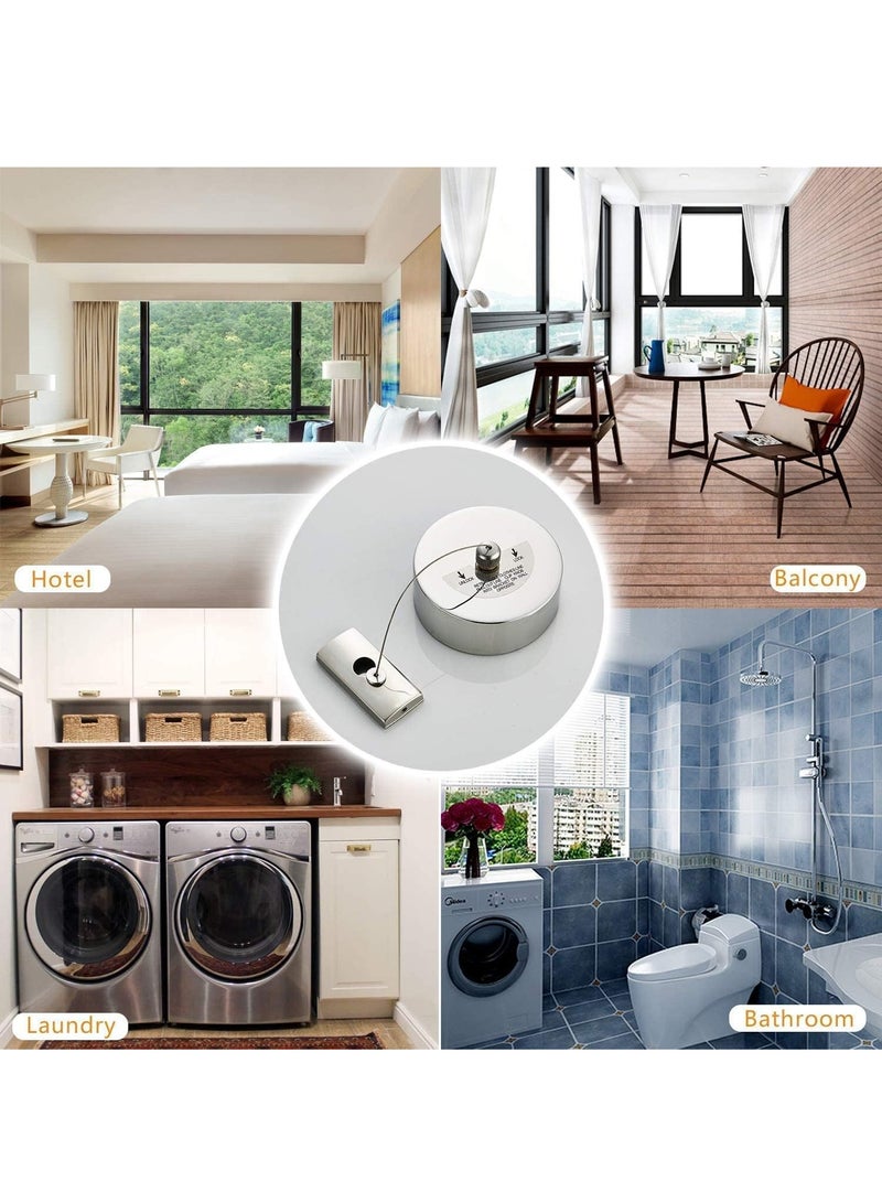 حبل غسيل قابل للسحب، حبل غسيل مثبت على الحائط، سلك سحب قابل للتعديل من الفولاذ المقاوم للصدأ بطول 2.8 متر، مناسب للاستخدام الداخلي والخارجي (غير قابل للصدأ) - Image 2