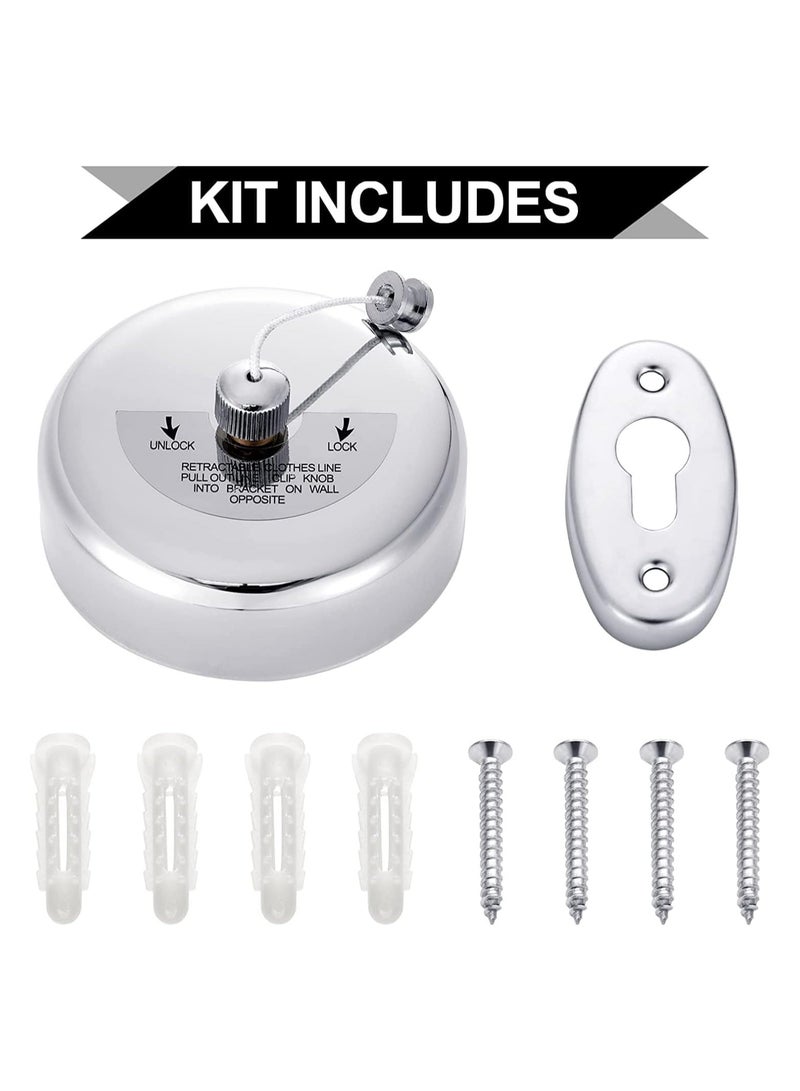 حبل غسيل قابل للسحب، حبل غسيل مثبت على الحائط، سلك سحب قابل للتعديل من الفولاذ المقاوم للصدأ بطول 2.8 متر، مناسب للاستخدام الداخلي والخارجي (غير قابل للصدأ) - Image 4