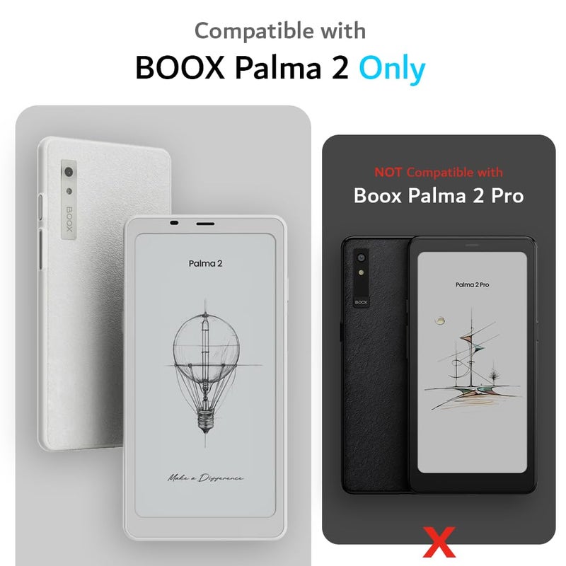 TUDIA SKN FLIP V2 Designed for Onyx Boox Palma 2 Case - [DO NOT FIT Palma 2 PRO] Enhanced Auto Wake/Sleep Technology Shockproof Slim Transparent TPU Back with Textured Leather Cover - Clear Turquoise - Image 2