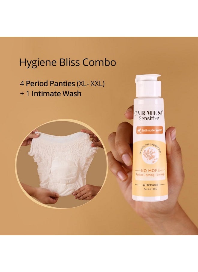 CARMESI Hygiene Bliss Combo | 4 Period Panties (Xl-Xxl) And Intimate Wash (100Ml) | Maternity Panties For Super-Heavy Flow | Ph Balanced Wash To Prevent Burning & Itching  - Image 2