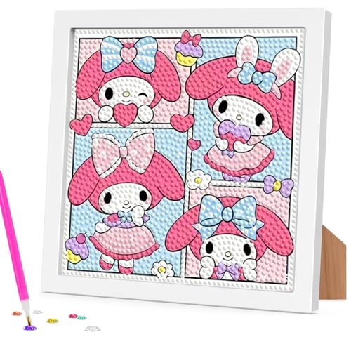 PATPAT DIY Diamond Art Kit for Kids 7 inches Cute Cinnamoroll Dimond Paintings Kit with Wooden Frame DIY Diamond Painting Desk Decoration Art Craft Gift for Kids - Image 1