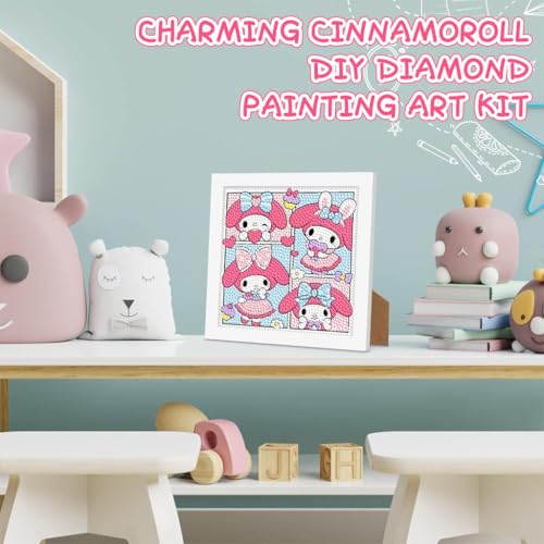PATPAT DIY Diamond Art Kit for Kids 7 inches Cute Cinnamoroll Dimond Paintings Kit with Wooden Frame DIY Diamond Painting Desk Decoration Art Craft Gift for Kids - Image 5