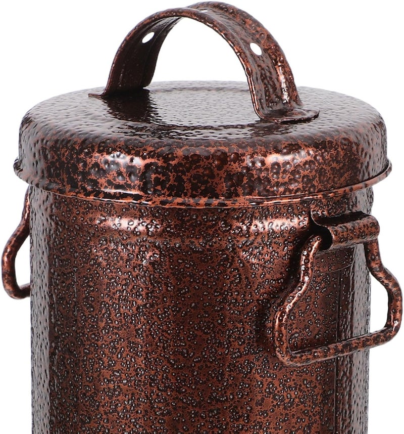 TOYANDONA Metal Ashtray with Lid Small Zinc-coated Iron Bucket Vintage Copper Color Portable Outdoor Indoor Smoking Ash Holder for Patio Office Home Use - Image 3