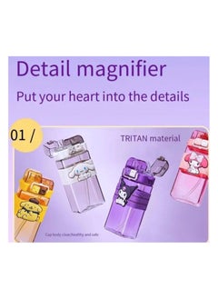 Sanrio Sanrio Kawaii Water Bottle Dual Nozzle Cute Anime Design Portable Cup 520ml (KUROMI)  - Image 5