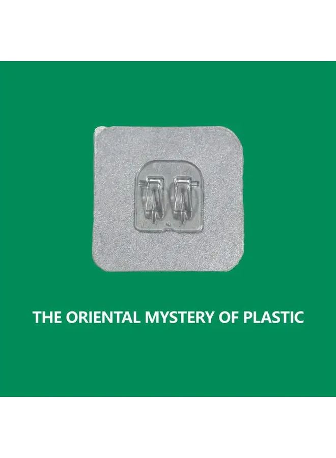 Modern Asian Inspired White Clear Plastic Wall Hooks Removable Adhesive - Image 2