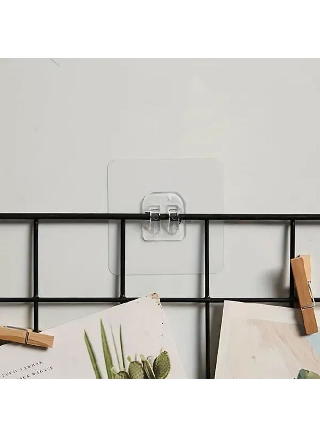 Modern Asian Inspired White Clear Plastic Wall Hooks Removable Adhesive - Image 5