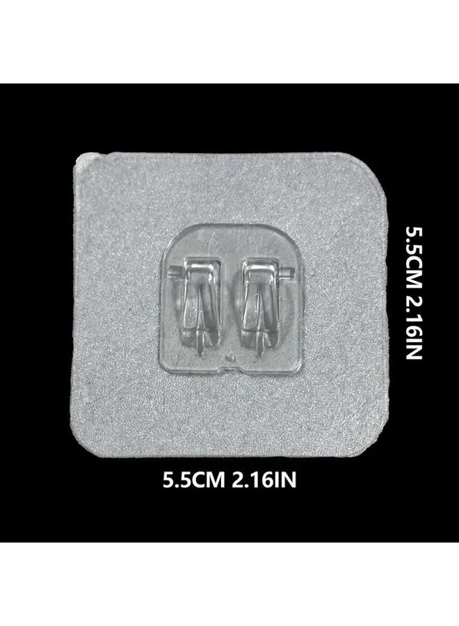 Modern Asian Inspired White Clear Plastic Wall Hooks Removable Adhesive - Image 3