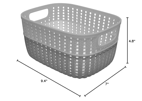 Simplify 2 Tone Sailor Knot Plastic Storage Tote | Decorative Basket | Closet Organization | De-Clutter | Accessories | Toys | Bathroom Organization | Small | Grey/Grey - Image 5