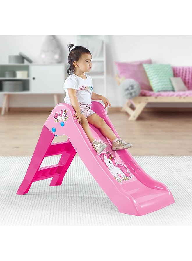 Dolu Foldable Unicorn Kids Slide (111 X 47 X 70 Cm) Slide With Ladder For Outdoor And Indoor Use Pink - Image 5