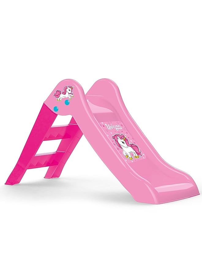Dolu Foldable Unicorn Kids Slide (111 X 47 X 70 Cm) Slide With Ladder For Outdoor And Indoor Use Pink - Image 1