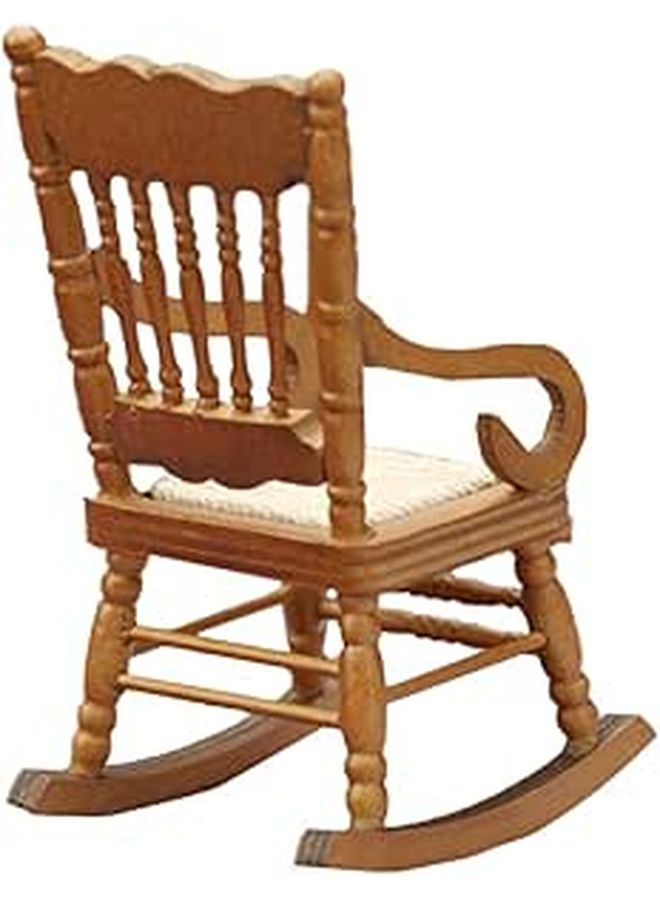 Maroon Cotton Silk Miniature Dollhouse Rocking Armchair 12 Scale Furniture Accessory - Image 1