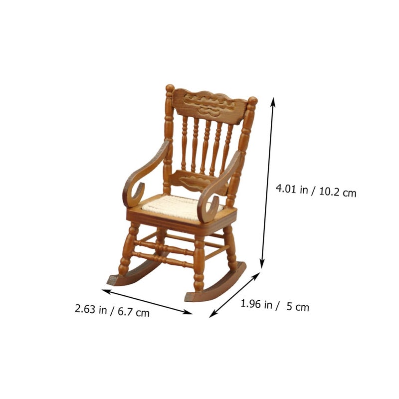 Maroon Cotton Silk Miniature Dollhouse Rocking Armchair 12 Scale Furniture Accessory - Image 3