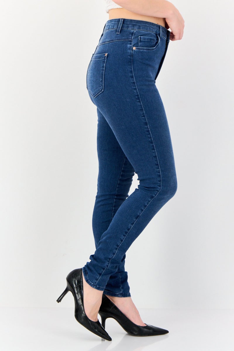 ONLY Women Skinny Fit Washed High Waist Stretchable Denim, Medium Blue - Image 2