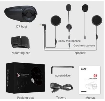 Prosev Q7 Motorcycle Intercom Bluetooth 5.0 Headset